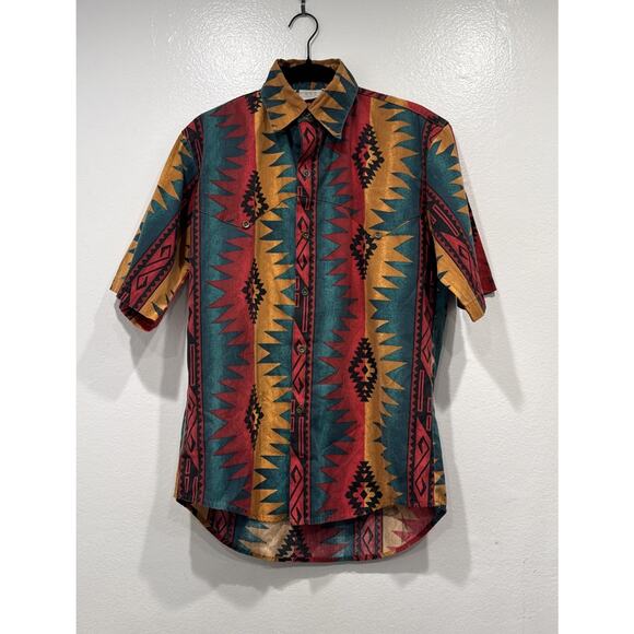 Vintage UTY Western Shirt Men’s Size Small Aztec Southwestern Button Front - Picture 1 of 7